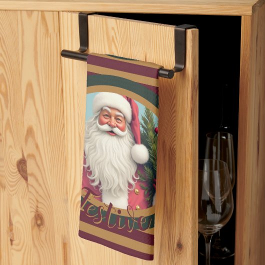 Linge De Cuisine Burgundy gold and dark green (Pliage en tiers)