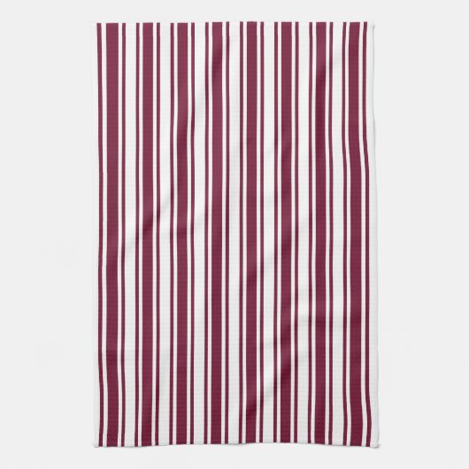 Linge De Cuisine Burgundy rouge et blanc bonbons rayures (Vertical)