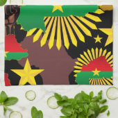 Linge De Cuisine Burkina Faso Carte, drapeau et première révolution (Plié)