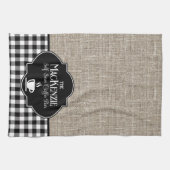 Linge De Cuisine Burlap Black Buffalo Check personnalisé (Horizontal)