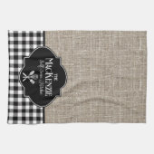 Linge De Cuisine Burlap Black Buffalo Check personnalisé (Horizontal)