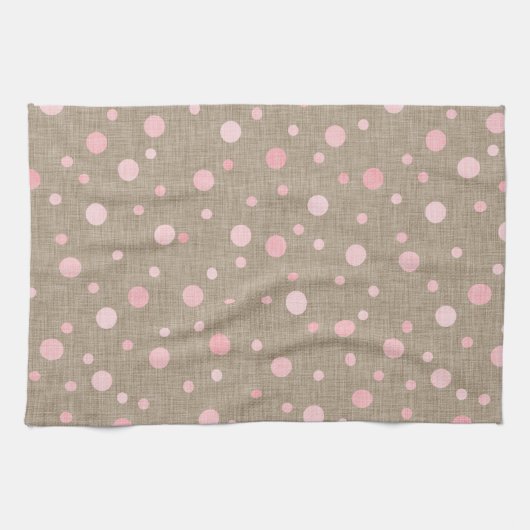LINGE DE CUISINE BURLAP BROWN AUX TONS DE POIS ROSES (Horizontal)