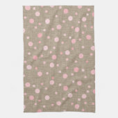LINGE DE CUISINE BURLAP BROWN AUX TONS DE POIS ROSES (Vertical)