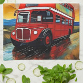 Linge De Cuisine Bus Red Double Decker La Nuit Étoile, (Plié)
