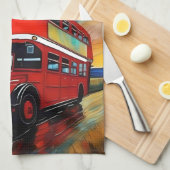 Linge De Cuisine Bus Red Double Decker La Nuit Étoile, (Quart Plié)