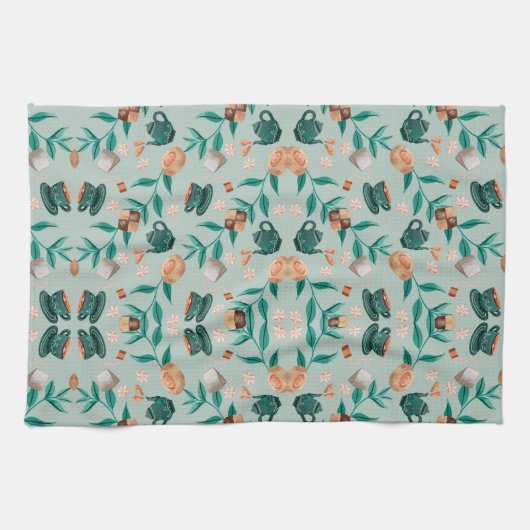 Linge De Cuisine Butterfly motifs on a light background (Horizontal)