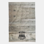 Linge De Cuisine Cabane de famille personnalisée Forêt rustique Nom (Vertical)