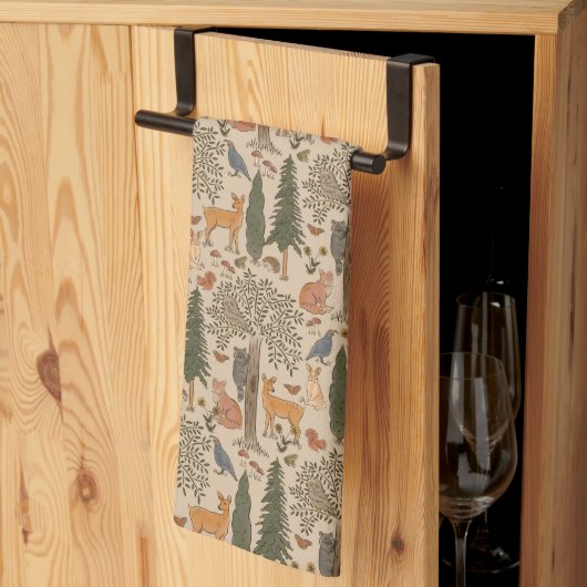 Linge De Cuisine Cabincore Animaux forestiers (Pliage en tiers)