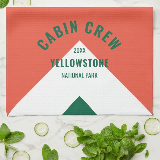 Linge De Cuisine Cabine de famille Nom personnalisé Red Green Retro (Plié)