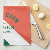 Linge De Cuisine Cabine de famille Nom personnalisé Red Green Retro (Quart Plié)