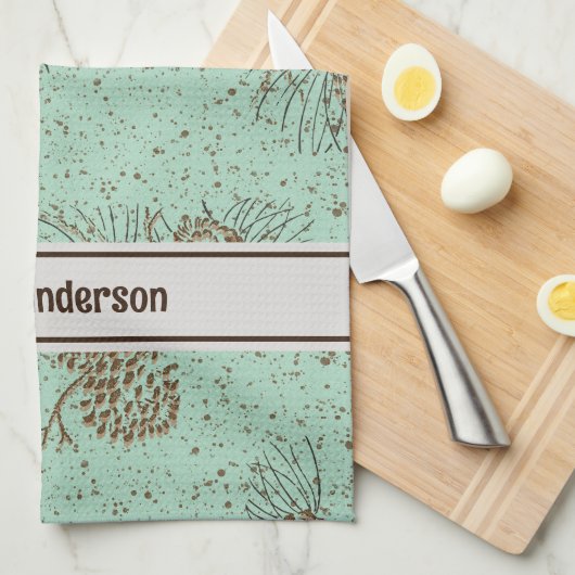 Linge De Cuisine Cabine Pinecones (Quart Plié)