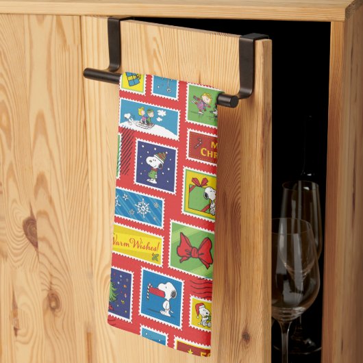 Linge De Cuisine cacahuètes | Motif des timbres de Noël (Pliage en tiers)