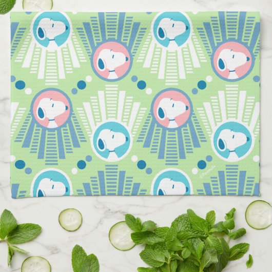 Linge De Cuisine cacahuètes | Snoopy Mint Green Deco Dreams Motif (Plié)