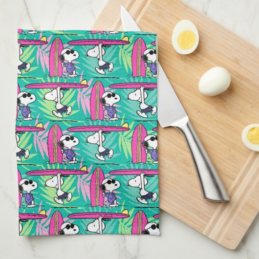 Linge De Cuisine cacahuètes | Snoopy Turquoise Surf Motif (Quart Plié)
