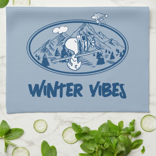 Linge De Cuisine cacahuètes | Snoopy & Woodstock Skiing (Plié)