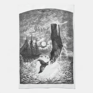 Linge De Cuisine Cachalot faisant une brèche, Animaux de la vie mar