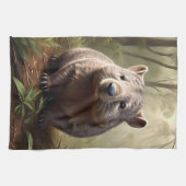 Linge De Cuisine "Caché dans les broussailles : un wombat australie (Horizontal)