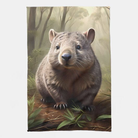 Linge De Cuisine "Caché dans les broussailles : un wombat australie (Vertical)