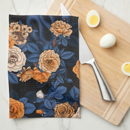 Linge De Cuisine Caché en rose, orange et bleu (Quart Plié)