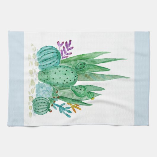 Linge De Cuisine Cactus, aquarelle (Horizontal)