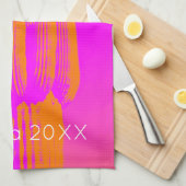 Linge De Cuisine Cactus Art Arizona Année Hot rose Orange Moderne (Quart Plié)