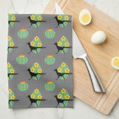 Linge De Cuisine Cactus Et Roulements (Quart Plié)