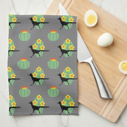 Linge De Cuisine Cactus Et Roulements (Quart Plié)