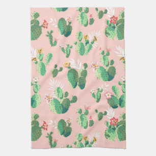 Linge De Cuisine Cactus fleurissant sur la cuisine rose d'arrière 