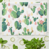 Linge De Cuisine Cactus fleurissant sur l'arrière - plan blanc (Plié)