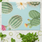 Linge De Cuisine Cactus, fleurs roses : décor clair (Plié)
