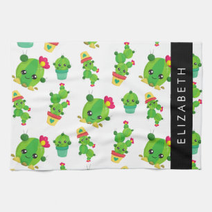 Linge De Cuisine Cactus mignons, Cactus Motif, Succulent, Votre Nom