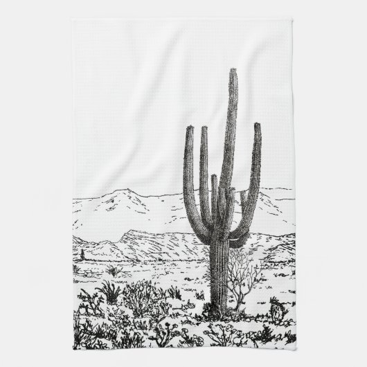 Linge De Cuisine Cactus Saguaro, le désert Vintage (Vertical)