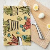 Linge De Cuisine Cactus Succulent : Esquisse tirée à la main (Quart Plié)