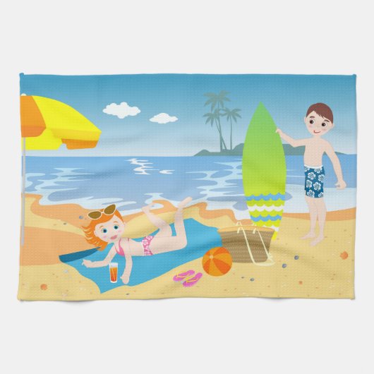 Linge De Cuisine Cadeau anniversaire de enfant de plage (Horizontal)