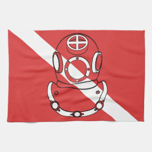 LINGE DE CUISINE CADEAU BLANC ROUGE DE DRAPEAU DE PLONGEURS DE