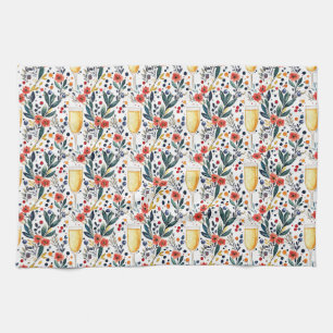 Linge De Cuisine Cadeau d'anniversaire Fleurs avec verres à champ