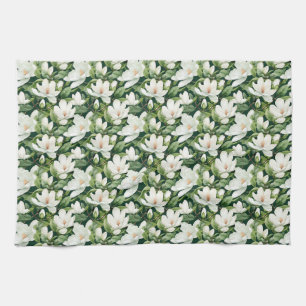 Linge De Cuisine Cadeau d'anniversaire Fleurs Magnolia Blanches s