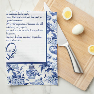 Linge De Cuisine Cadeau de famille personnalisé en chinoiserie bleu