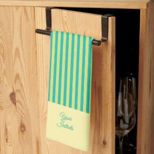 Linge De Cuisine Cadeau de Mariage Personnalisé Rayé Jaune Jaune