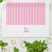 Linge De Cuisine Cadeau de mariage personnalisé rayé rose blanc (Plié)