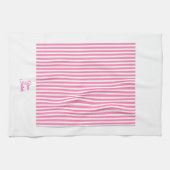 Linge De Cuisine Cadeau de mariage personnalisé rayé rose blanc (Horizontal)