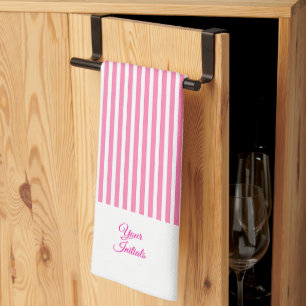 Linge De Cuisine Cadeau de mariage personnalisé Rayé rose Blanc
