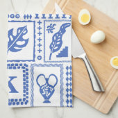 Linge De Cuisine Cadeau de monogramme abstrait bleu blanc (Quart Plié)