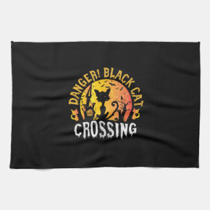 Linge De Cuisine Cadeau Halloween Danger Cat Crossing Anniversair