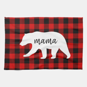Linge De Cuisine Cadeau moderne Rouge Plaid Et Blanc Mama Ours