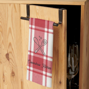 Linge De Cuisine Cadeau personnalisé à carreaux rouges et blancs