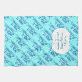 Linge De Cuisine Cadeaux de Baby shower Aqua Blue Choo Choo (Horizontal)