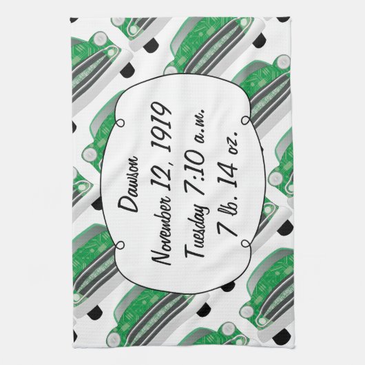 Linge De Cuisine Cadeaux de Baby shower de voiture Sweet Green Retr (Vertical)