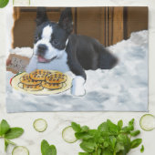 Linge De Cuisine Cadeaux de Noël Boston Terrier (Plié)