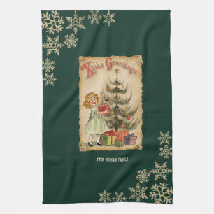 Linge De Cuisine Cadeaux de petits filles d'arbre de pin vintage fl